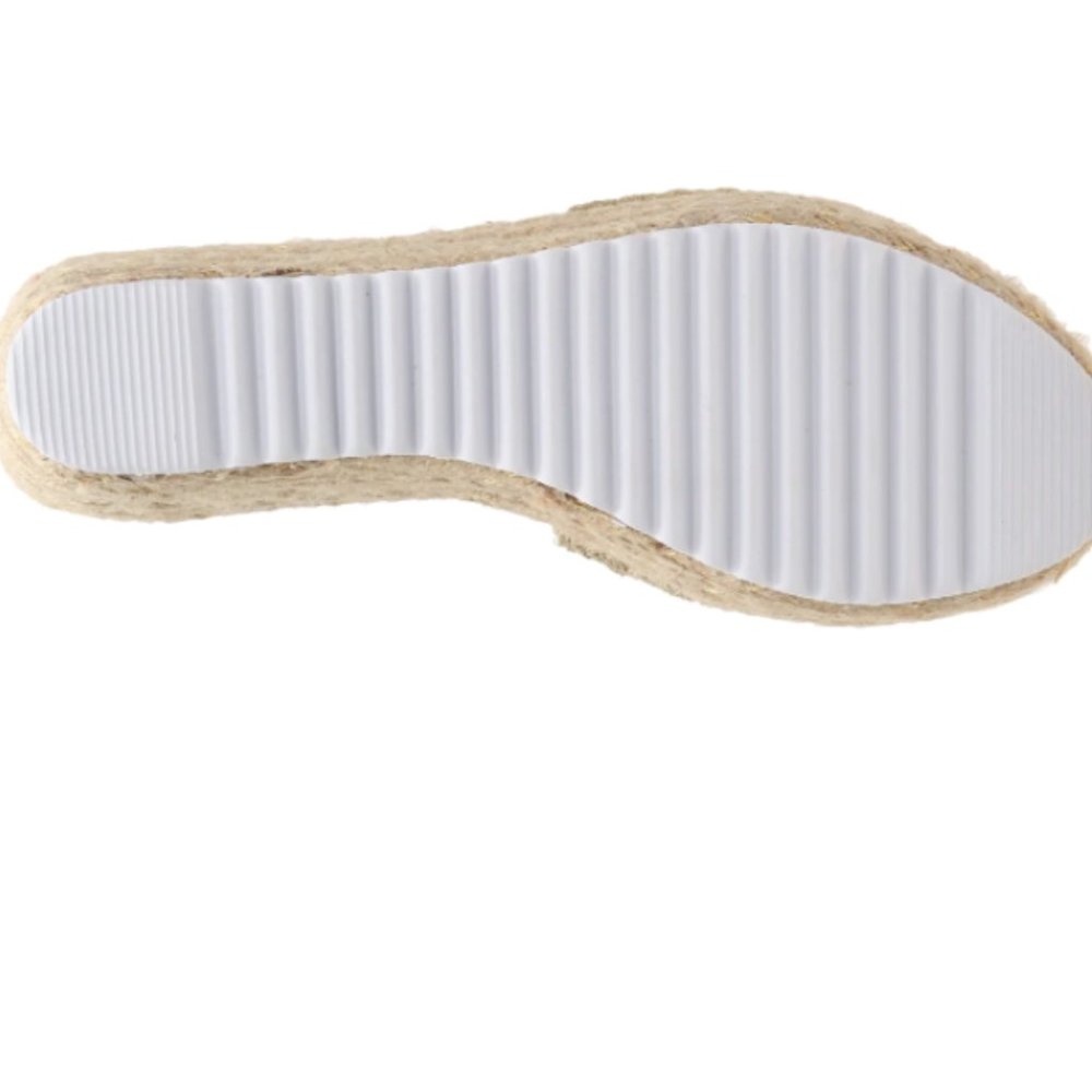 Rose Gold Espadrille Slide Wedge Platform Sandals - Picture 2 of 6